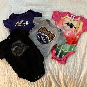 Baltimore Ravens NFL baby girl onesies lot of 4